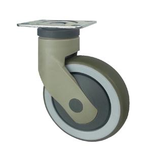 Swivel Soft Grey Tpr Rubber Caster Wheel For Medical Trolley
